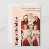 Aangepaste moderne kerst blush perzik foto-boog feestdagenkaart (Voorkant)