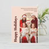 Aangepaste moderne kerst blush perzik foto-boog feestdagenkaart (Staand voorkant)