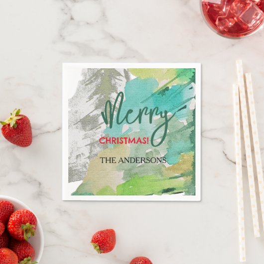 Aangepaste moderne kerstboom Waterverf kunst Servet (Insitu)