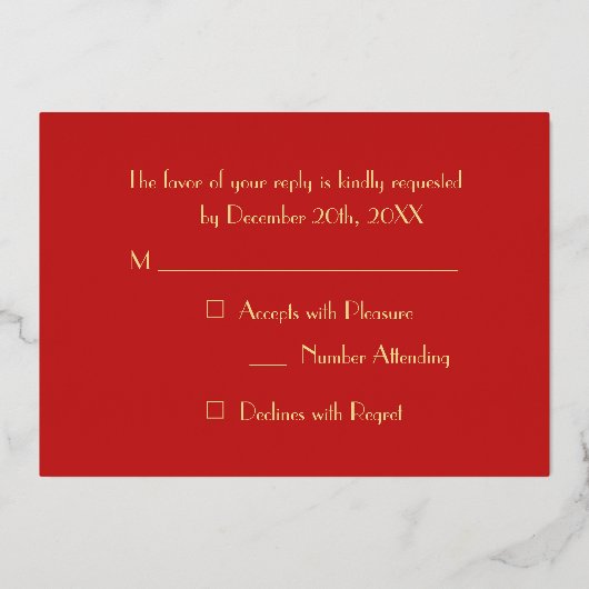 Aangepaste moderne kerstfeestdag RSVP Folie Uitnodiging (Achterkant)