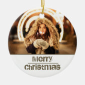 Aangepaste moderne kerstfeestfoto keramisch ornament (Voorkant)