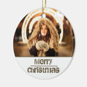 Aangepaste moderne kerstfeestfoto keramisch ornament (Links)