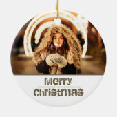 Aangepaste moderne kerstfeestfoto keramisch ornament (Achterkant)