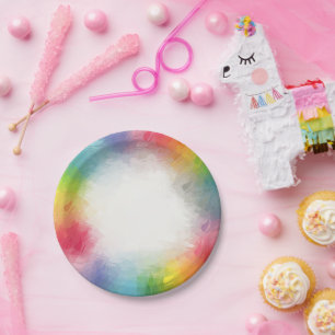 Aangepaste moderne kleurrijke ronde feestdag papieren bordje