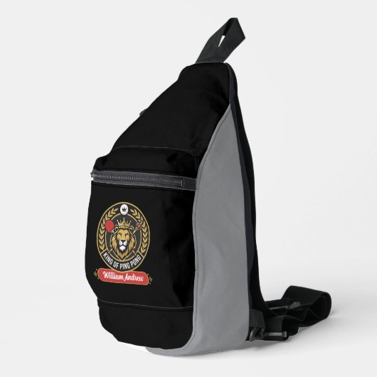 Aangepaste moderne koning van pingpong-spelernaam sling bag (Rechterhoek)