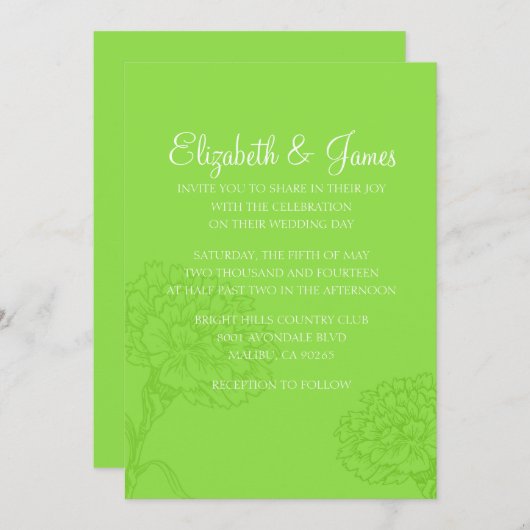 Aangepaste moderne langzame groene bruiloft-uitnod kaart (Voorkant / Achterkant)