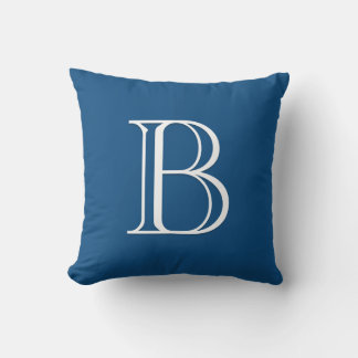 Aangepaste moderne letter monogram initiaal blauw kussen
