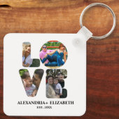 Aangepaste moderne liefde 4 fotocollage voor koppe sleutelhanger (Achterkant)