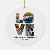 Aangepaste moderne liefde 4 fotocollage voor paren keramisch ornament (Achterkant)