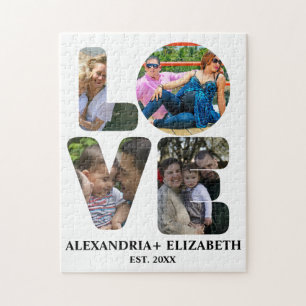 Aangepaste moderne liefde 4 fotocollage voor paren legpuzzel