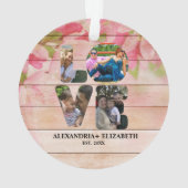 Aangepaste moderne liefde 4 fotocollage voor paren ornament (achterkant)