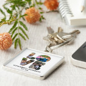 Aangepaste moderne liefde 4 fotocollage voor paren sleutelhanger (Zijkant)