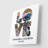 Aangepaste moderne liefde 4 fotocollage voor paren vierkante klok (Hoek)