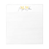 Aangepaste moderne minimalistische monogram script notitieblok (Voorkant)