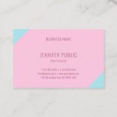 Aangepaste moderne minimalistische roze en blauwe visitekaartje (Achterkant)