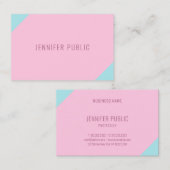 Aangepaste moderne minimalistische roze en blauwe visitekaartje (Voorkant / Achterkant)