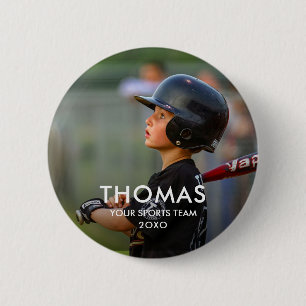 Aangepaste moderne minimalistische sportfoto-ornam ronde button 5,7 cm