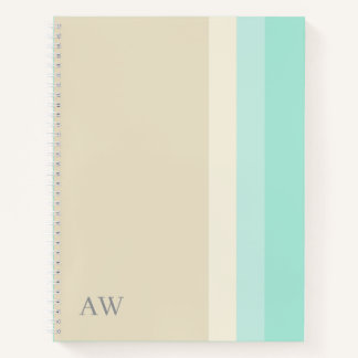 Aangepaste moderne monogram beige zand en aqua bla notitieboek