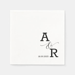 Aangepaste moderne monogram gedrukte bruiloft serv servet