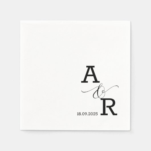 Aangepaste moderne monogram gedrukte bruiloft serv servet (Voorkant)