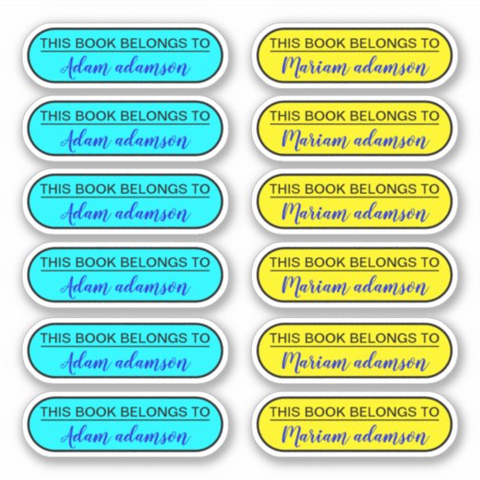 Aangepaste moderne naam stickers (dit boek behoort (Voorkant)