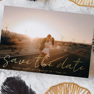 Aangepaste moderne namen foto Gold Save the Date F Folie Uitnodiging