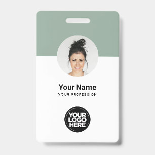 Aangepaste moderne personeelskaart Sage Green QR-b Badge