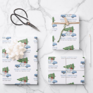 Aangepaste moderne politieagent Kerstboom auto Inpakpapier Vel