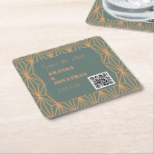 Aangepaste moderne QR-code Opslaan Datum Vierkante Kartonnen Onderzetter (Schuin)