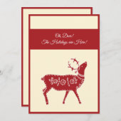 Aangepaste moderne rode rendier Kerstmis Feestdagenkaart (Voorkant / Achterkant)