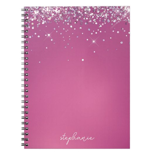 Aangepaste moderne roze glitter notitieboek (Voorkant)
