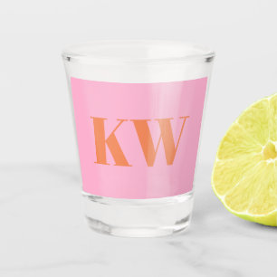Aangepaste moderne roze oranje gemerkte initiaal  shot glas