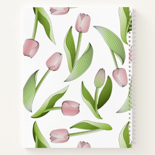 Aangepaste moderne roze tulp notitieboek (Achterkant)