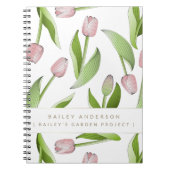 Aangepaste moderne roze tulp notitieboek (Voorkant)