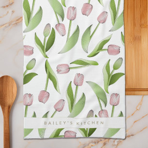Aangepaste moderne roze tulp theedoek