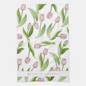 Aangepaste moderne roze tulp theedoek (Verticaal)