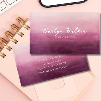 Aangepaste moderne roze waterverf visitekaartjes