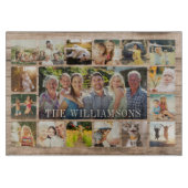 Aangepaste Moderne Rustieke Familie Fotocollage Ke Snijplank (Voorkant)