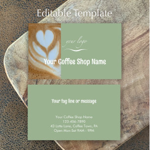 Aangepaste moderne salie logo- en fototemplate visitekaartje
