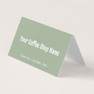 Aangepaste moderne saliegroene koffiecafetemplate visitekaartjes