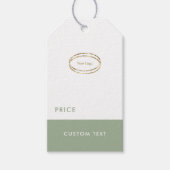 Aangepaste moderne saliegroene logo & QR-code prij Cadeaulabel (Voorkant)