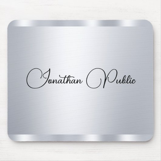 Aangepaste moderne Silver Metallic Kijk Typografie Muismat (Voorkant)