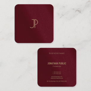 Aangepaste Moderne Sjabloon Gouden Kleur Monogram Vierkante Visitekaartje