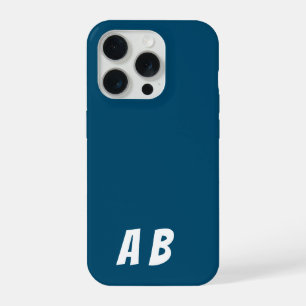 Aangepaste Moderne Stijlvolle Naam Minimale Blauwe iPhone 15 Pro Hoesje