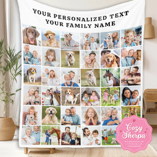 Aangepaste moderne trendy familie 36 foto collage sherpa deken