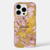 Aangepaste moderne tropische blad geel grijs Case-Mate iPhone case (Achterkant)