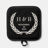 Aangepaste moderne typografie Koppel Namen Initial Pannenlap (Voorkant)