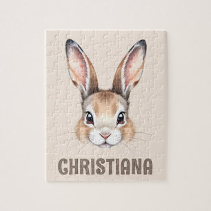Aangepaste Moderne Waterverf Schattigee Bunny Face Legpuzzel