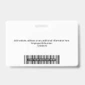 Aangepaste moderne werknemersfoto, streepjescode,  badge (Achterkant)