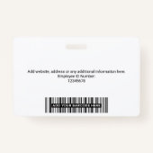 Aangepaste moderne werknemersfoto, streepjescode,  badge (Achterkant)
